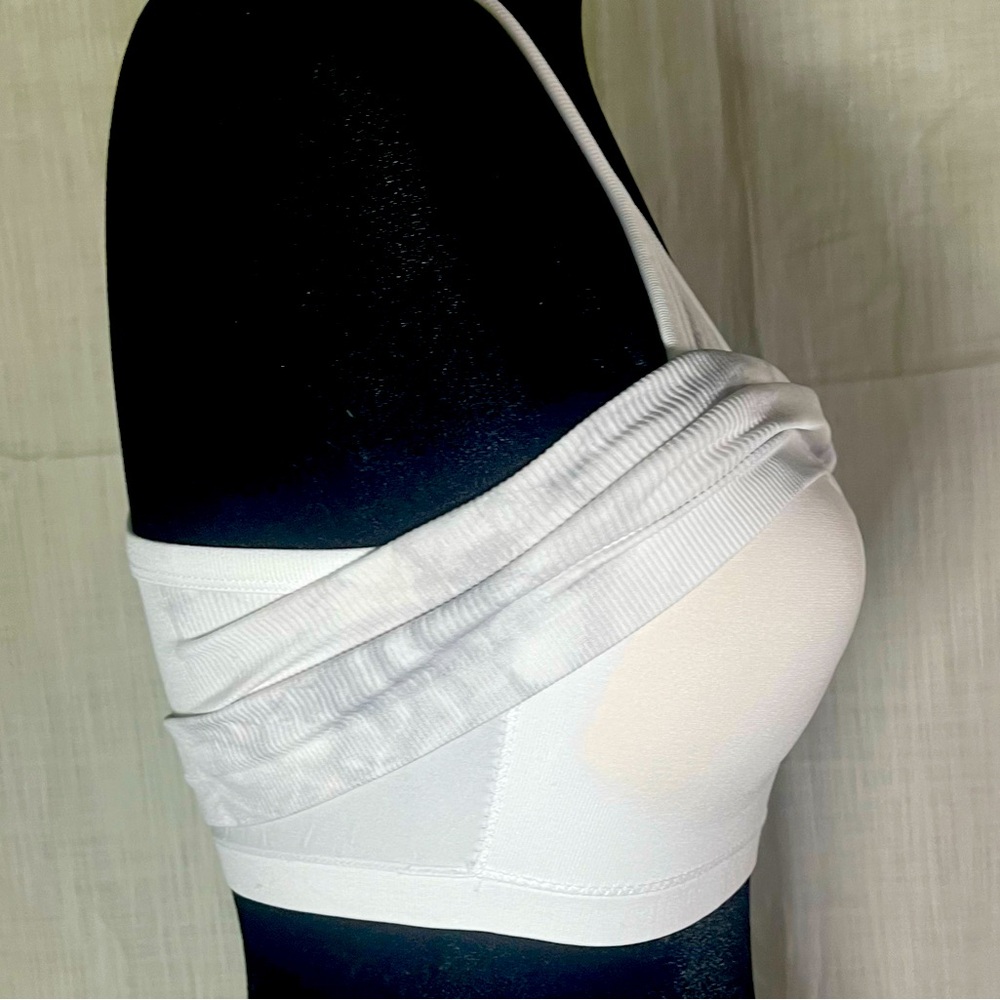 NWT JOCKEY SEAMFREE JERSEY SPORTS BRA CROP, WHITE TIE DYE - Picture 6 of 9